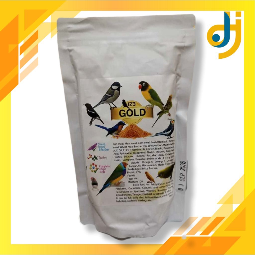 GOLD by 123 Nutrien EF Extra Fooding Pakan Burung Murai Finch Kenari Lovebird Pleci
