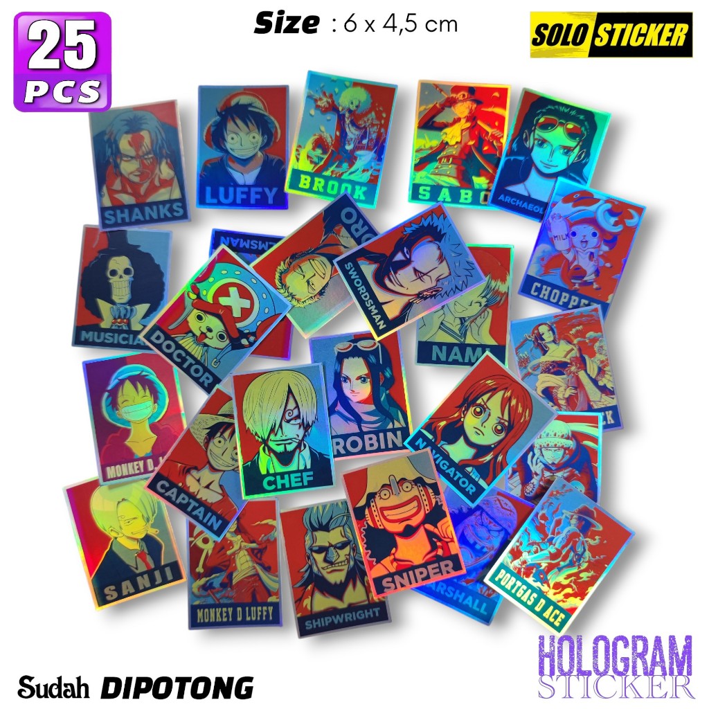 Sticker Aesthetic Pack Anime One Piece Hologram Waterproof untuk Sticker Laptop Casing Handphone