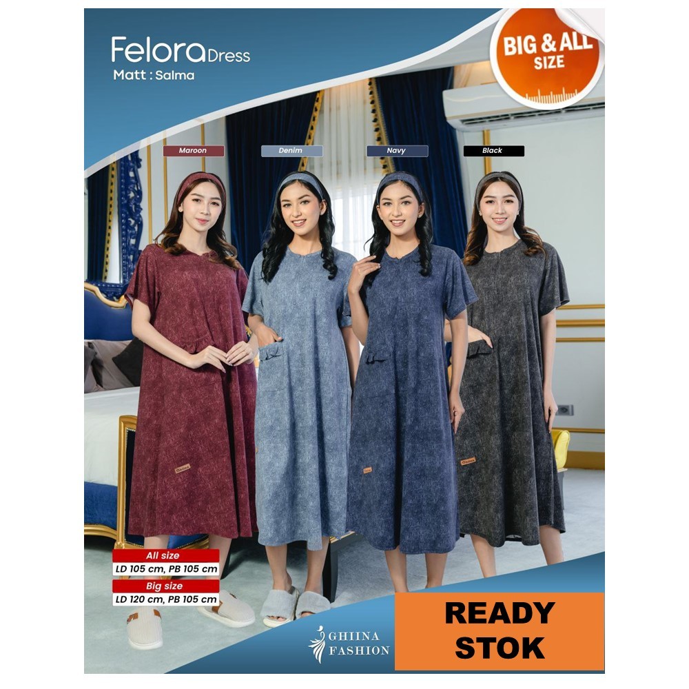 FELORA DRESS KIDS MOM  - GHIINA FASHION - BAHAN MATT SALMA - HOMEDRESS ANAK OUPLE GHIINA TERBARU - C