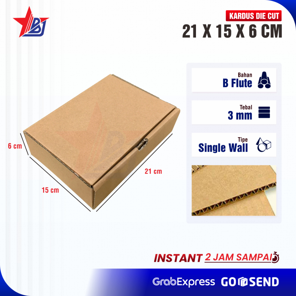 

Kardus die cut uk. 21x15x6 cm (model box pizza)