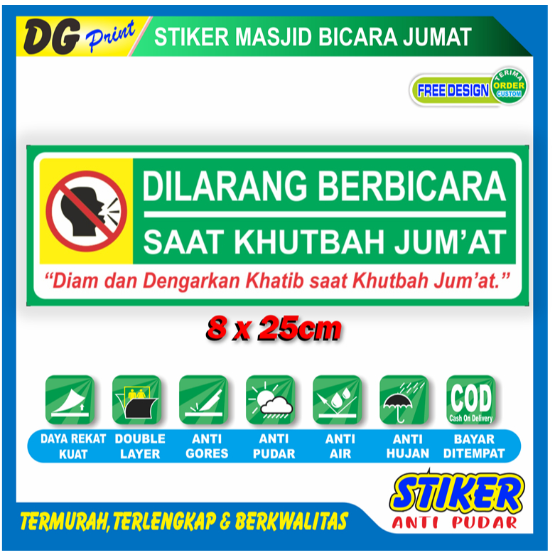 Stiker anti pudar dilarang bicara saat khatib sedang khutbah sticker ketenangan kenyamanan masjid