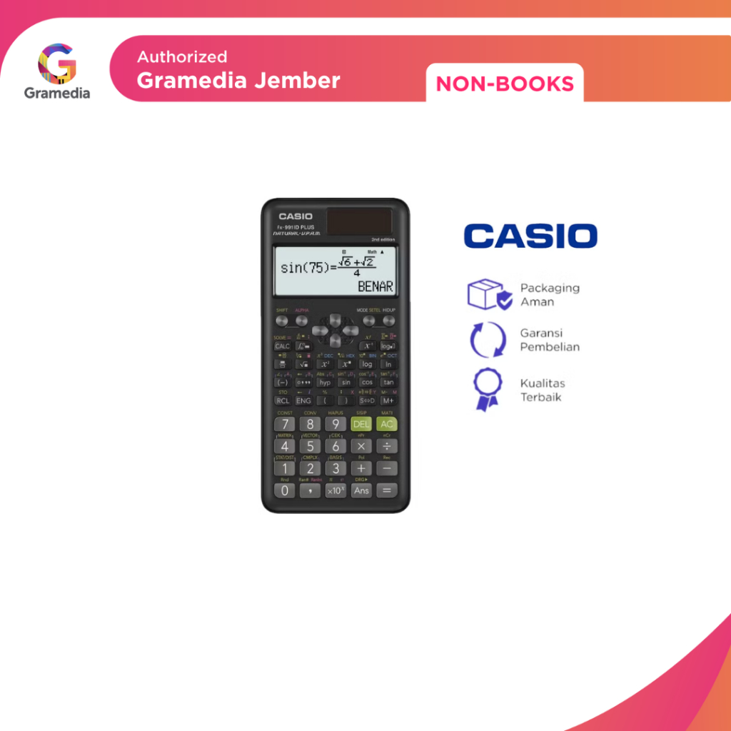 

Calculator Casio Cal Scientific Fx-991Idplus, 552 Fungsi - Gramedia Jember