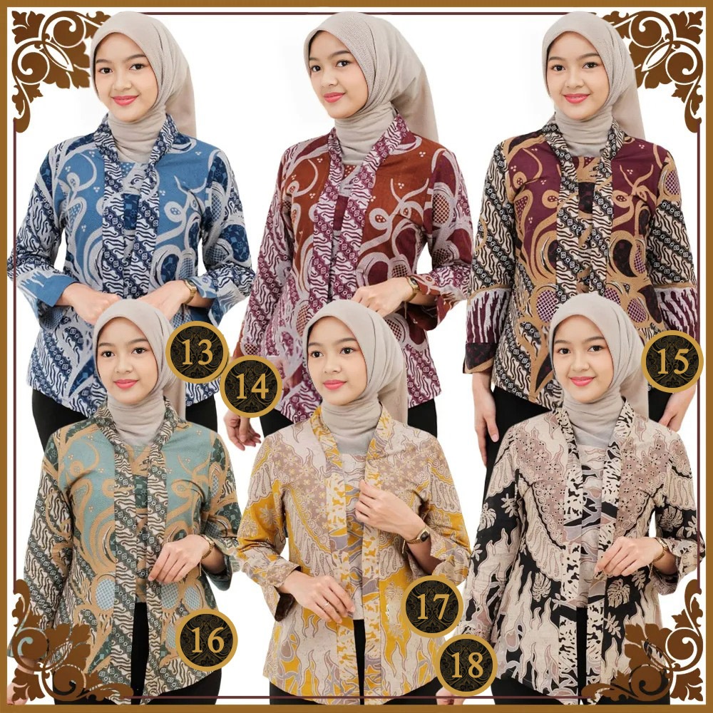 Kebaya Batik Modern Atasan / Blus Anak Perempuan SD SMP SMA Remaja Jumbo Motif (13-18) 12-15 Tahun