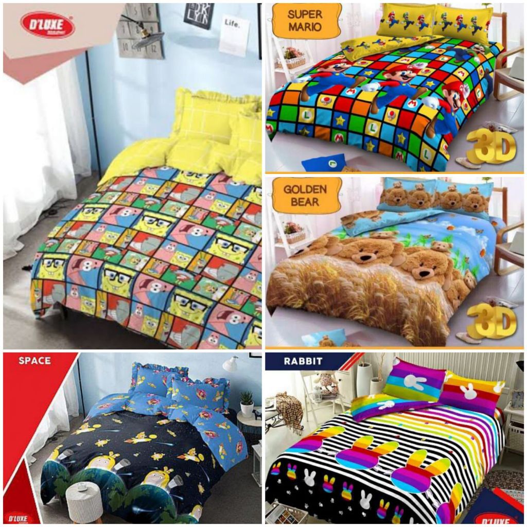 Bedcover SET Kintakun Dluxe Uk King 180x200 &  Single 120x200 - Tersedia Varian Motif
