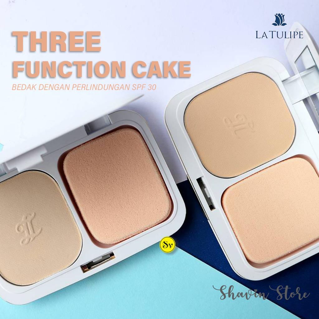 La Tulipe Three Function Cake Series Bedak Padat dengan SPF30 - (Full Case/Refill)