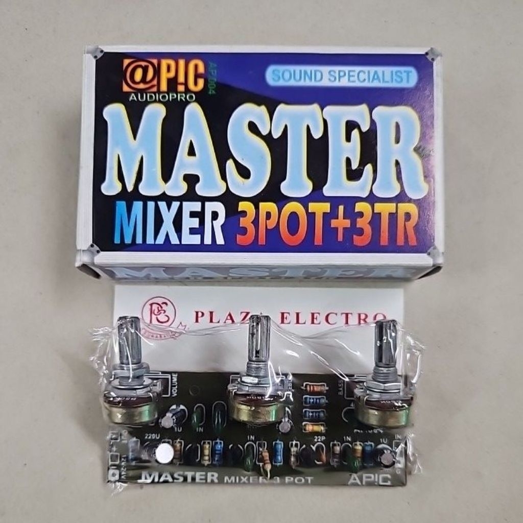 MASTER MIXER 3 POT POTENSIO IC 4558 APIC AUDIO PRO ORIGINAL ASLI
