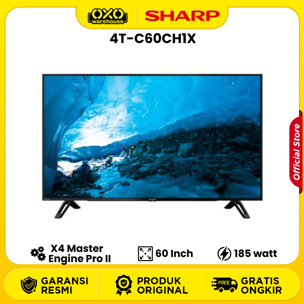 SHARP LED TV 60 Inch 4T-C60CH1X – 4K Ultra HD dengan HDR & Dolby Audio Low Watt Garansi Resmi