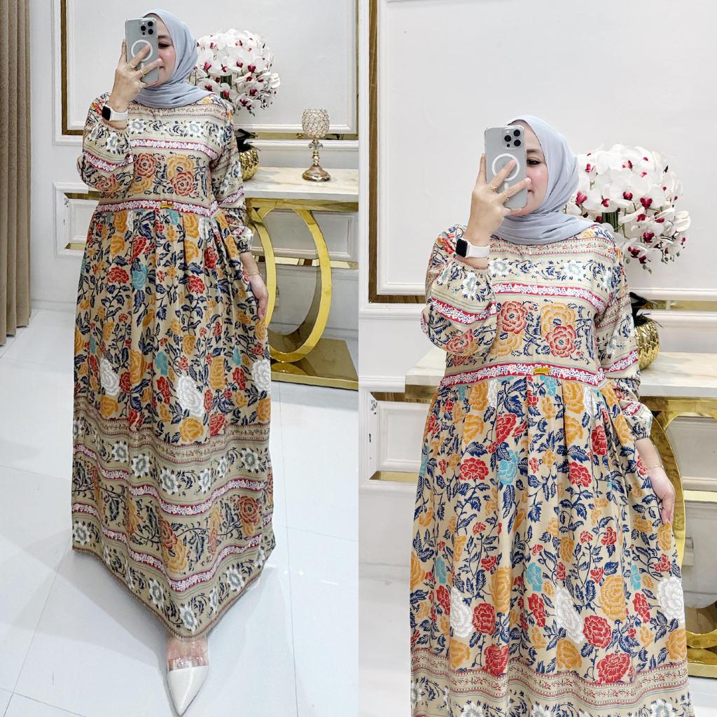 bella gamis motif viscose wanita jumbo LD 130 Gamis Dress Rayon Viscose