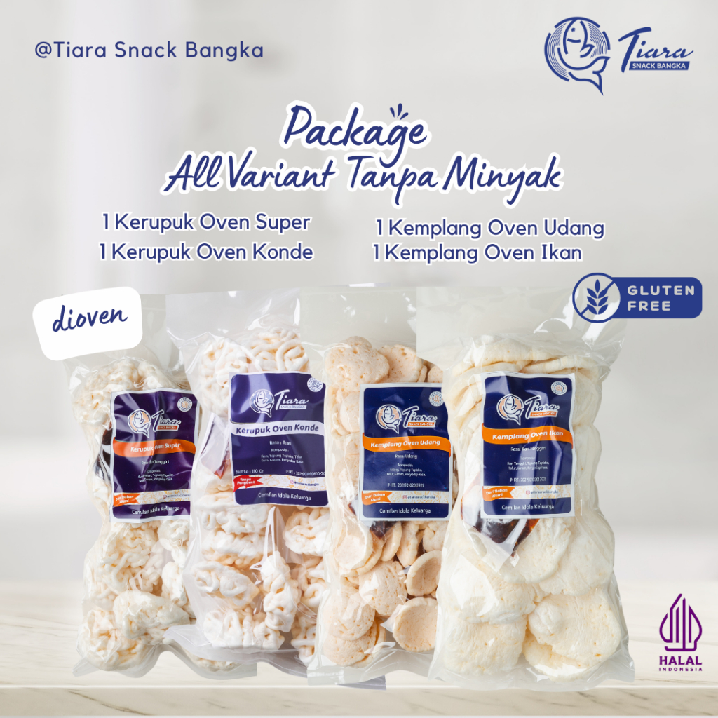 

Package Varian Tanpa Minyak/Kerupuk Kemplang Oven Tiara Snack Bangka