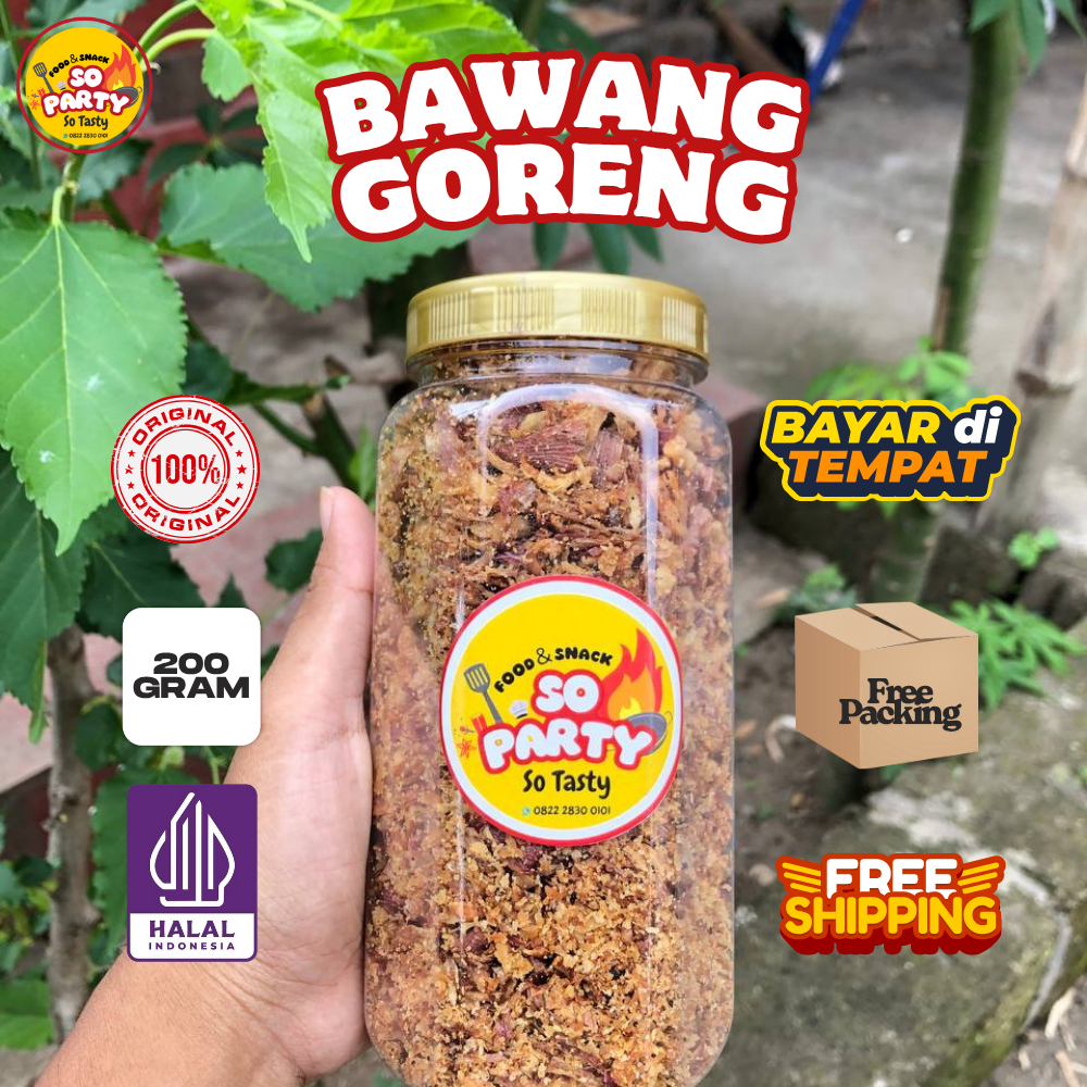 

SOPARTY Bawang Goreng Asli Nganjuk – Gurih Renyah 200gram untuk Taburan Mie Ayam, Soto, Bakso, Nasi Goreng, Mie Goreng