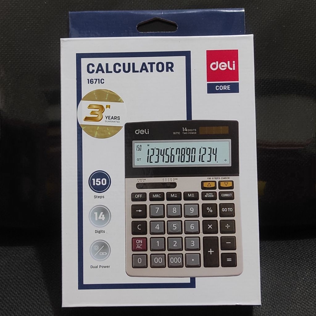 

Kalkulator Besar 14 Digit Cek Ulang Metal Baterai AAA A3 Deli E1671