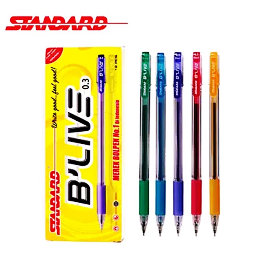 

Ballpoint / Pulpen Standard B'LIVE 0.3 mm Tinta Hitam 1 LUSIN 12 PCS