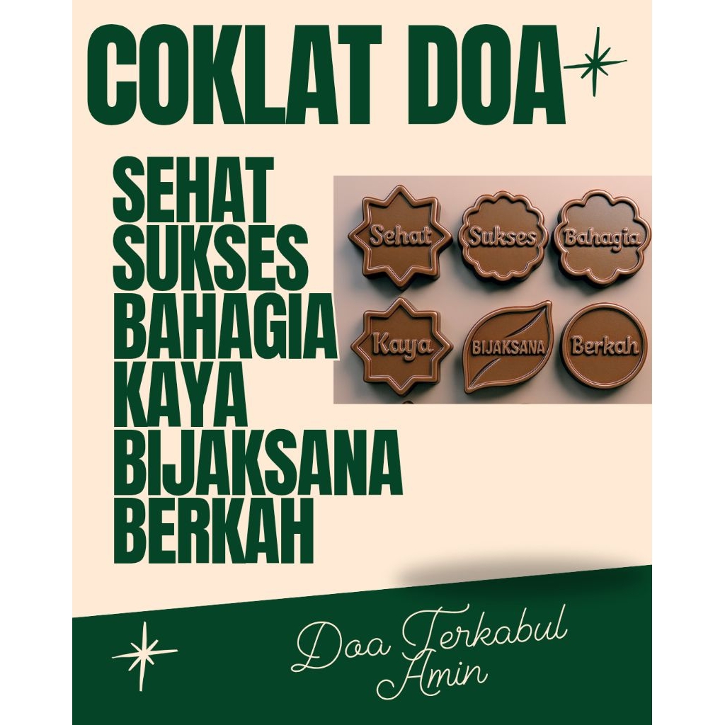 

Coklat Premium Kata Doa dan Motivasi – Sehat, Sukses, Bahagia, Kaya, Bijaksana, Berkah – Kado Unik & Inspiratif coklat berbagi Doa Sehat,Sukses,Bahagia,Kaya,Bijaksana,Berkah bisa untuk hampers/sovenir