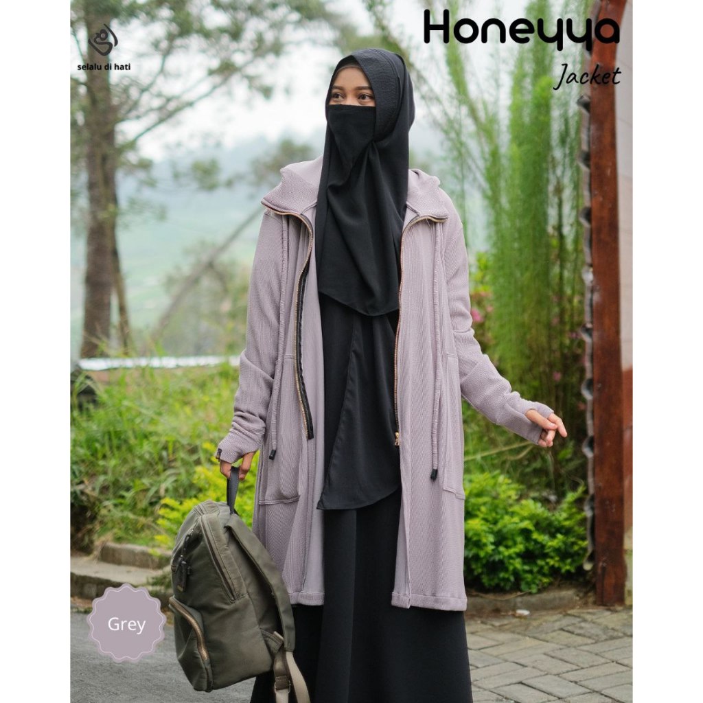 [SIAP KIRIM] HONEYYA BY PRU/ JAKET KNIT MUSLIMAH JUMBO/ JAKET KEKINIAN/ JAKET TERBARU/ JAKET SYARI/ 