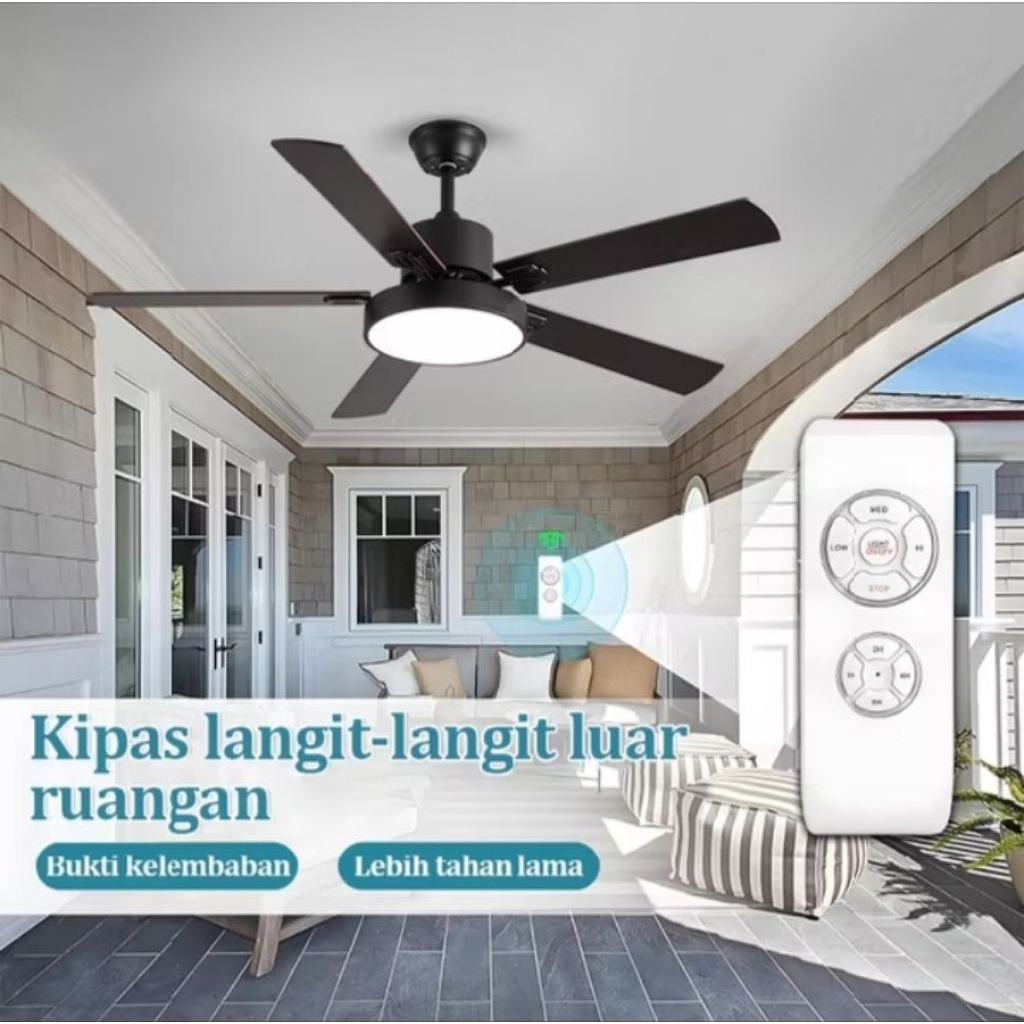 Lampu Kipas Angin Gantung Plafon 52 inch Remot 3 Warna/6 Kecepatan Kipas Angin Ruang Tamu