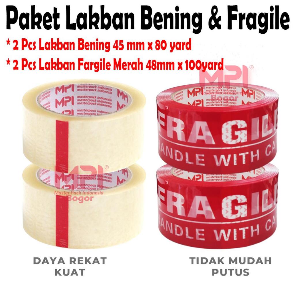 

2 PCS Lakban Fragile Merah 48mm x 100 Yard2 PCS +Lakban Bening 45mm x 80 Yard
