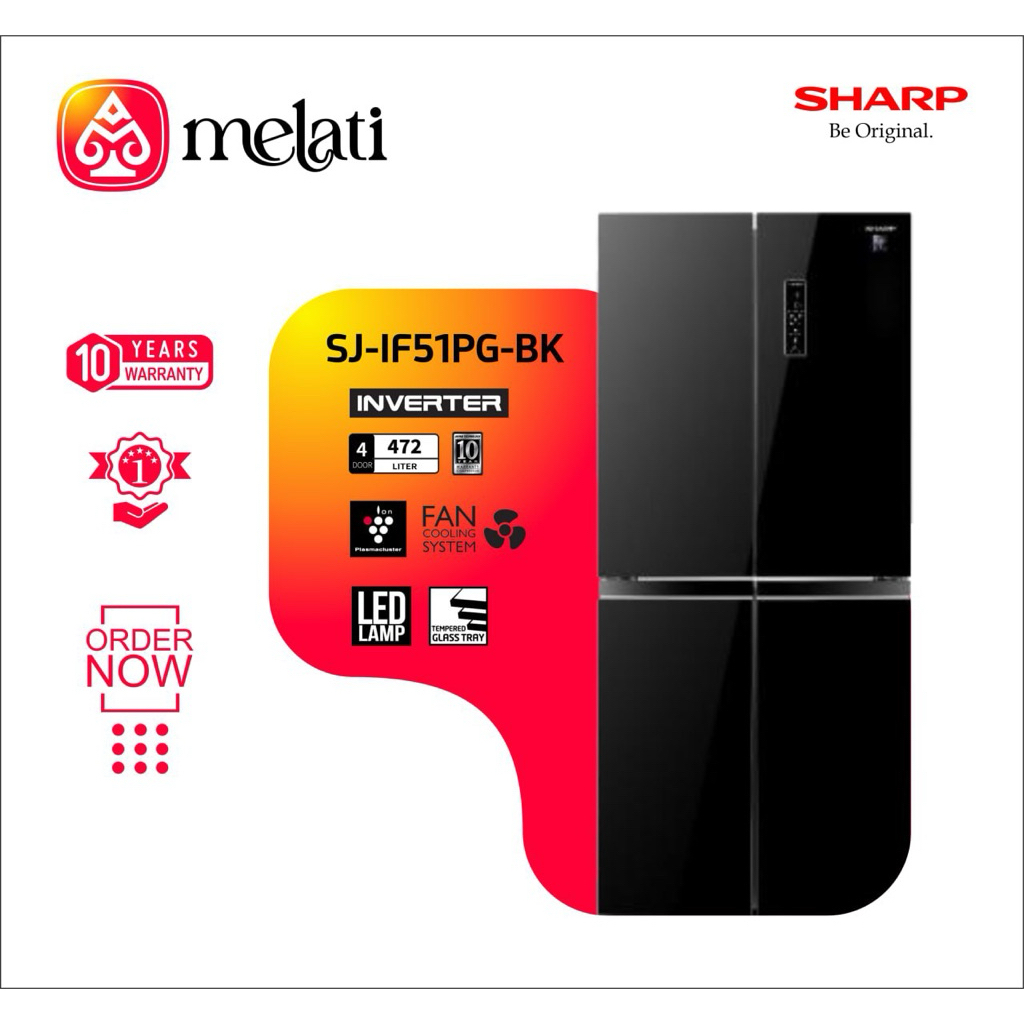 Kulkas Premium Sharp-SJ-IF51PG-BK 4 Pintu