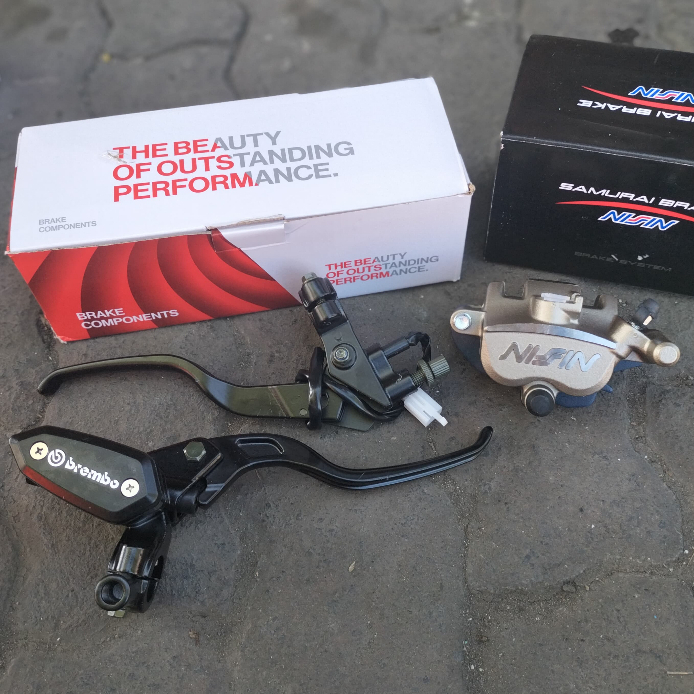 PRODUK ASLI HANDEL MASTER REM BREMBO OVAL SET KALIPER SAMURAI NISSIN 2 PISTON PNP