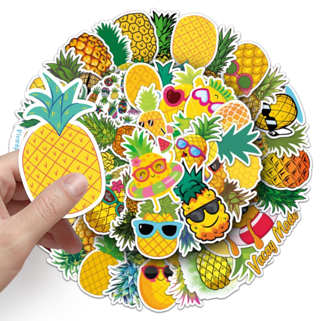 

[50 Pcs] DECO STICKER | STICKER DIY | JURNAL AESTHETIC [DS-127] PINEAPPLE NANAS FRUITS BUAH-BUAHAN SAYURAN Sticker Koper, HP Laptop Tumbler Komputer