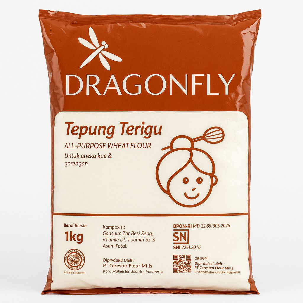 

Tepung Terigu DRAGONFLY 1kg – All Purpose Wheat Flour Untuk Aneka Kue & Gorengan