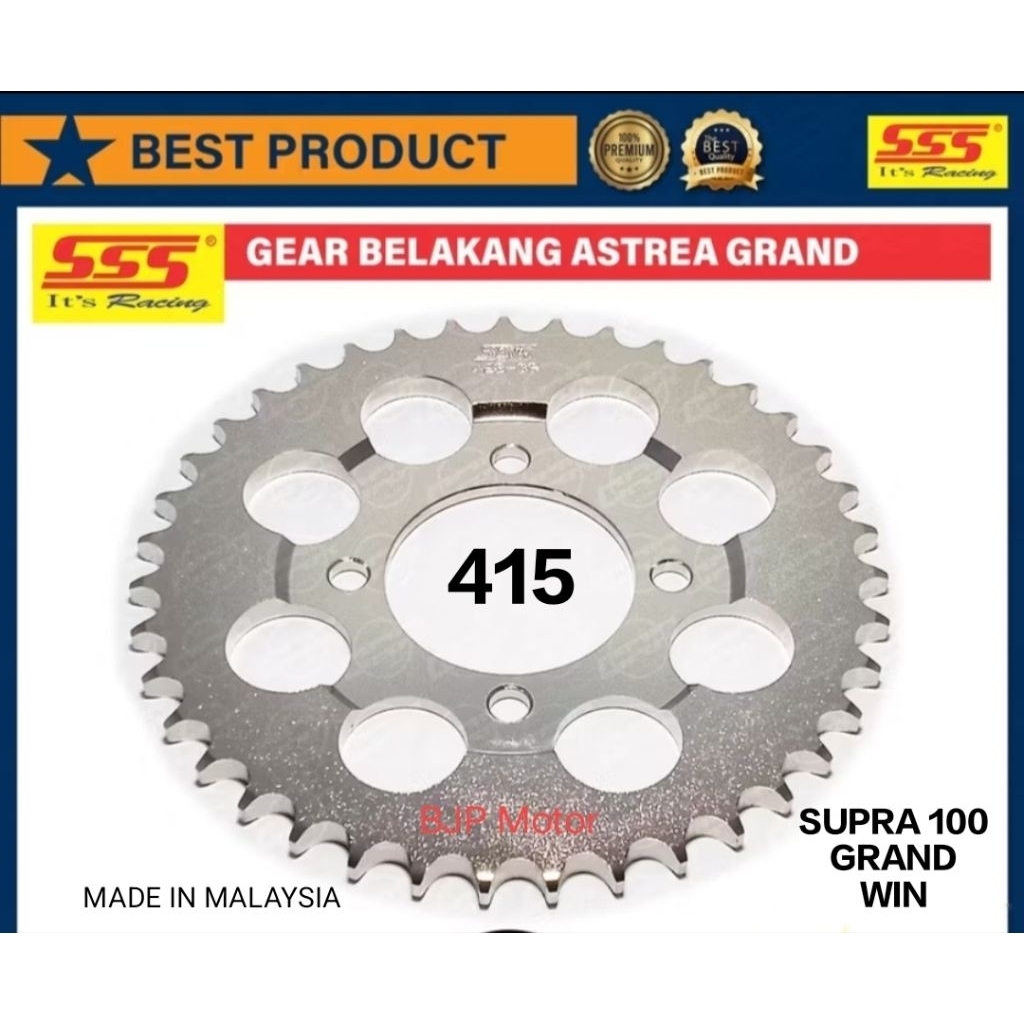 Gir sprocket belakang SSS 415 Honda Grand Win Supra X 100 Supra Fit Lama ukuran 33 sampai 40 SILVER