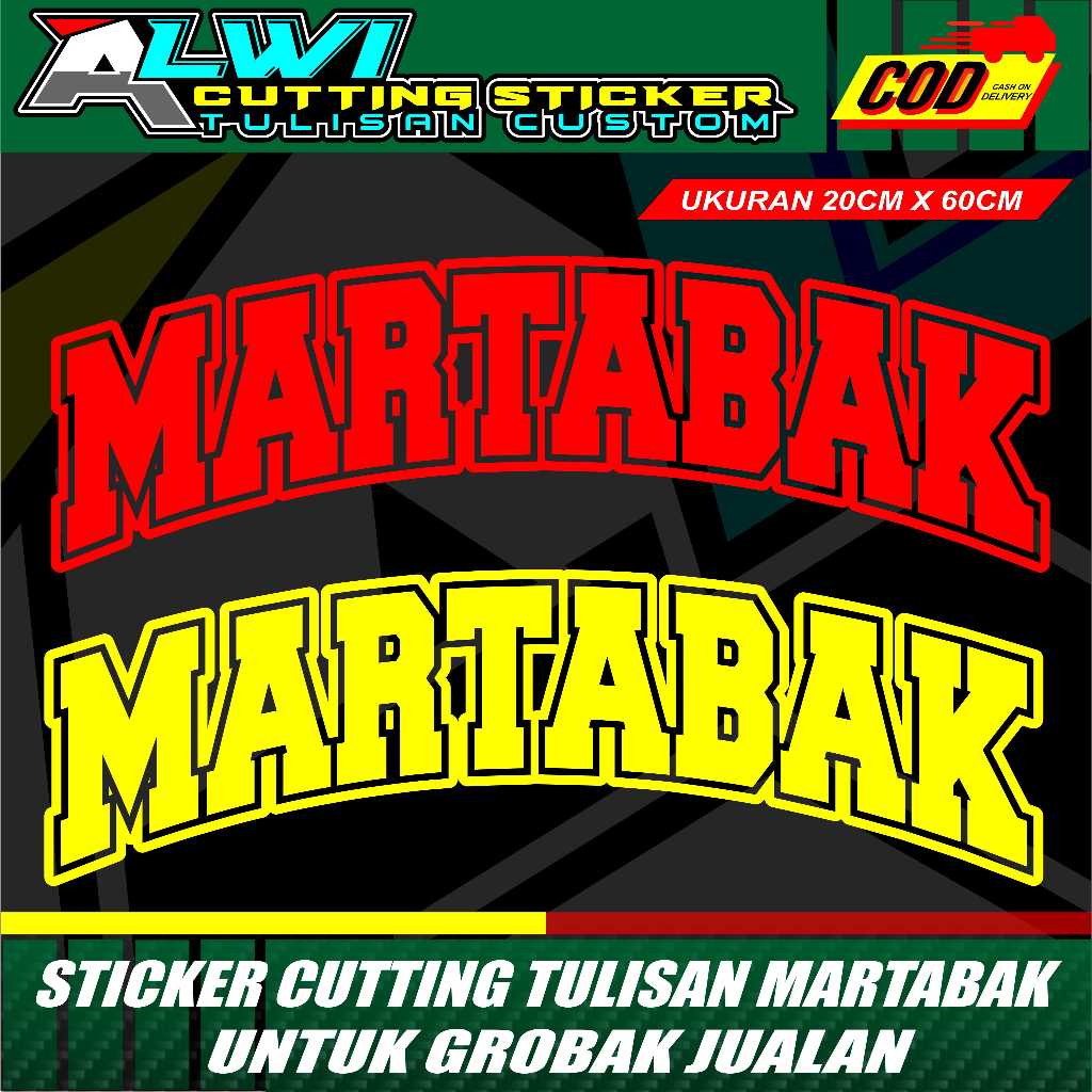 TULISAN MARTABAK CUTINK STIKER,BAHAN SKOTLET,BUAT DI GROBAK/KACA JUALAN