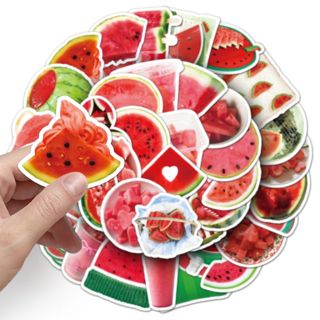 

[50 Pcs] DECO STICKER | STICKER DIY | JURNAL AESTHETIC [DS-124] WATERMELON FRUITS BUAH-BUAHAN SAYURAN Sticker Koper, HP Laptop Tumbler Komputer