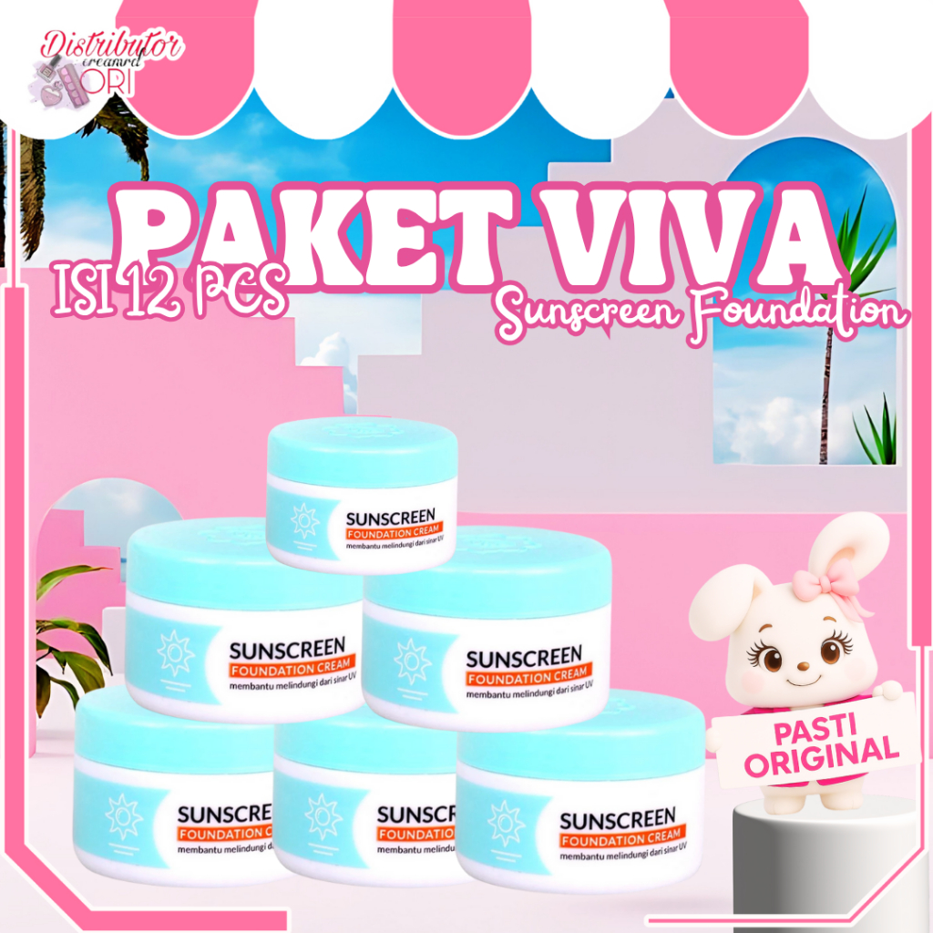 [PAKET ISI 12] Viva Bundle Bundling Hemat LUSINAN Sunscreen Foundation UV Filter 22 gr Cream / Distr