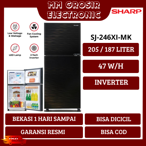SHARP KULKAS 2 PINTU 205 LITER INVERTER SJ-246XI-MK 246 XI MK SJ246XIMK BEKASI MURAH GARANSI RESMI