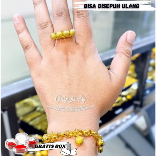 Set gelang cincin rantai boba deret viral bahan crum premium aksesoris wanita