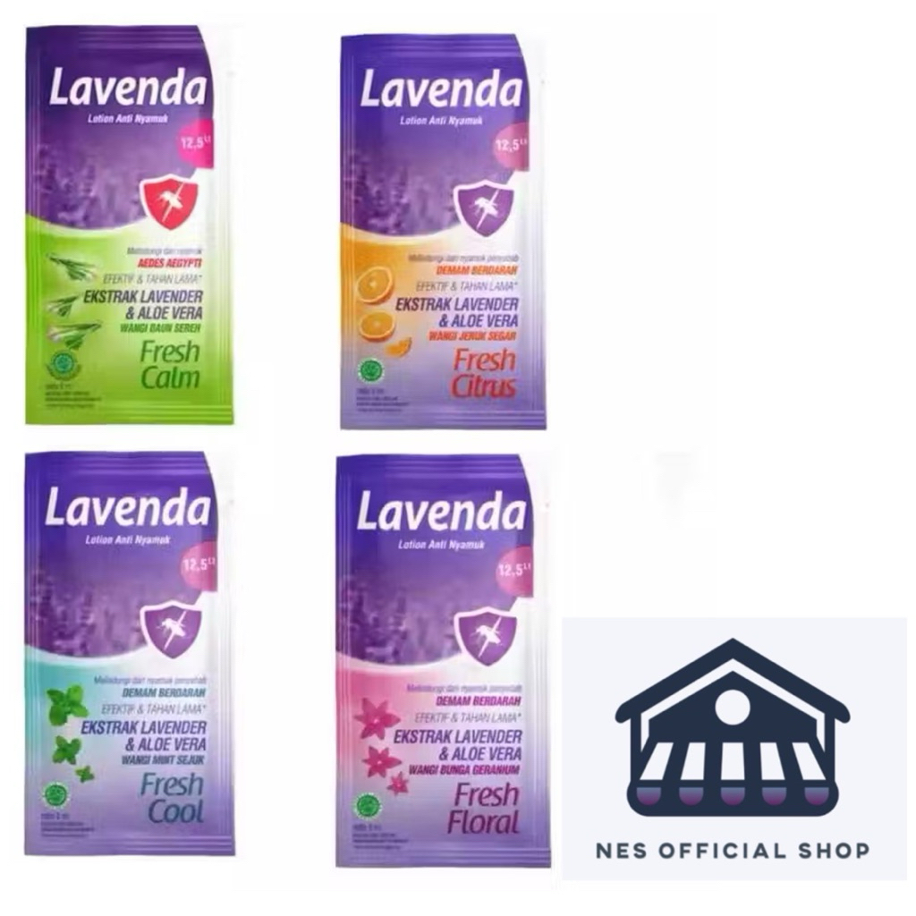 Lavenda Lotion Anti Nyamuk Sachet 8gr Renteng Isi 12pc Sachet l Lavenda Obat Nyamuk Renceng