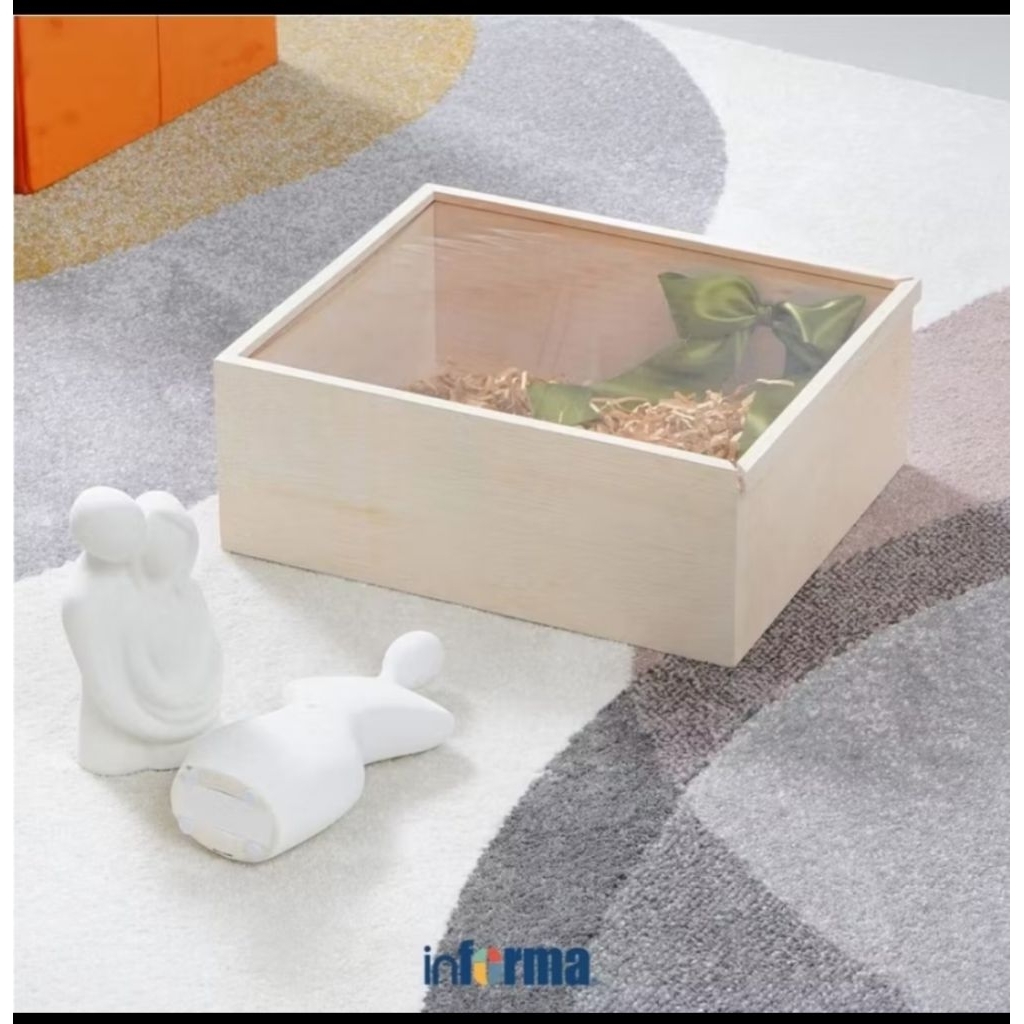 Informa 38X32X14.5 cm Kotak Hampers Kayu Dengan Tutup Akrilik Wooden Box Kotak Bingkisan Present Box