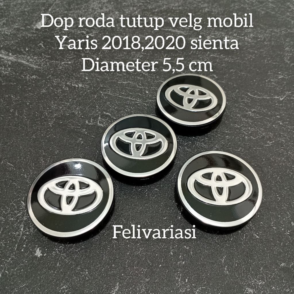 dop roda tutup velg mobil yaris,sienta 2018-2020 diameter 5,5 cm harga satuan 1 biji.