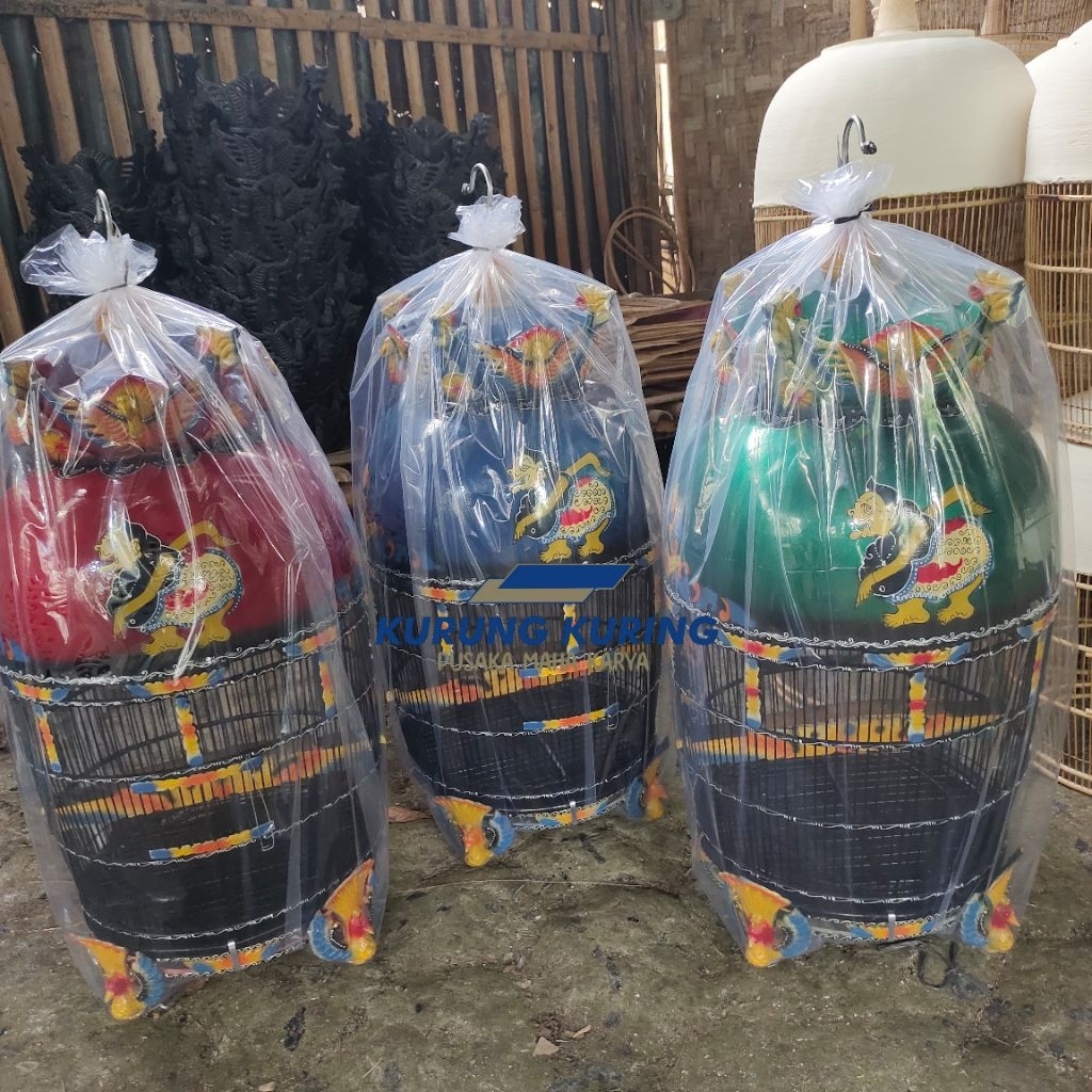 SANGKAR BURUNG MAHKOTA MERAK PIBER KANDANG BURUNG PERKUTUT KUALITAS SUPER FULLSET AKSESORIS MOTIF SE