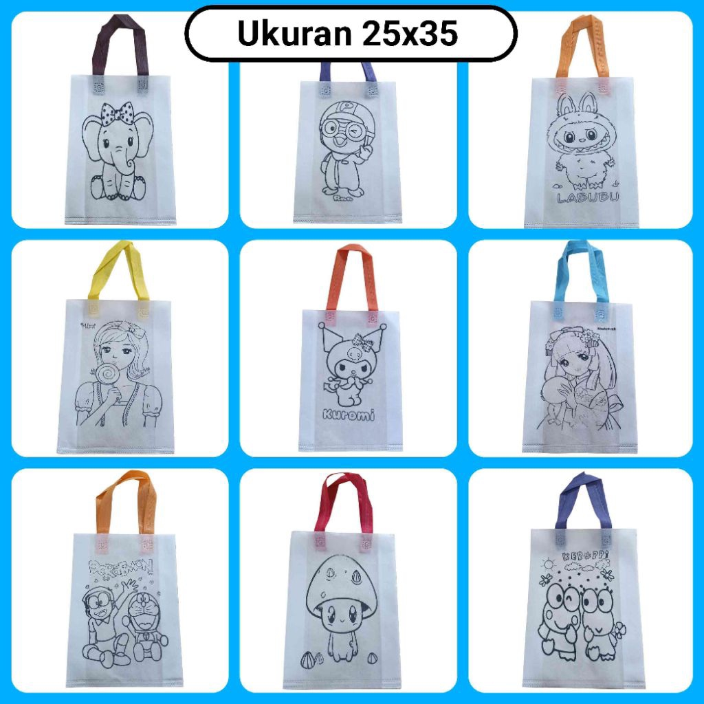 

Tas Spunbond Mewarnai Anak ukuran 25x35cm | Goodie Bag Mewarnai | Tas Lukis Anak