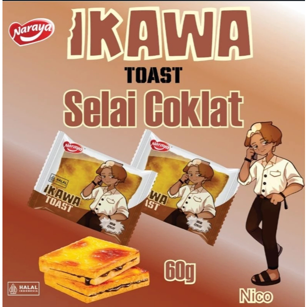 

Naraya Ikawa Toast 60g Roti Panggang Viral Rasa Coklat Cheese Srikaya Pandan Vanila Halal isi cream cheese enak camilan