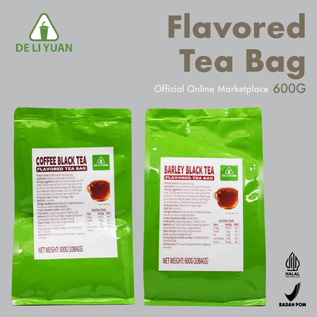 

DELIYUAN Flavored Tea Bag | Teh Sachet Gede | 10 Sachet | Barley Black Tea | Coffee Black Tea