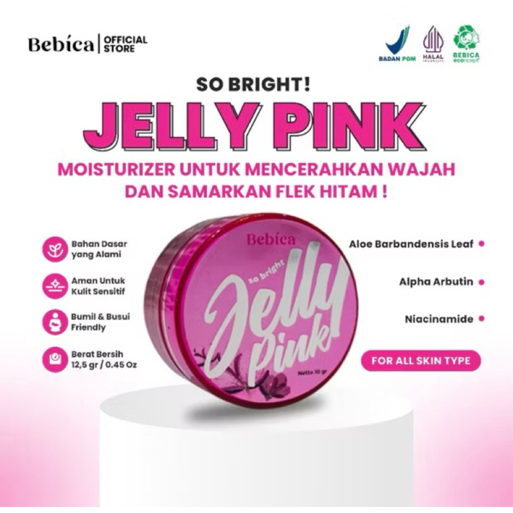 

BEBICA-JELLY PINK 1PCS MENCERAHKAN,MENGHILANGKAN FLEK,JERAWAT