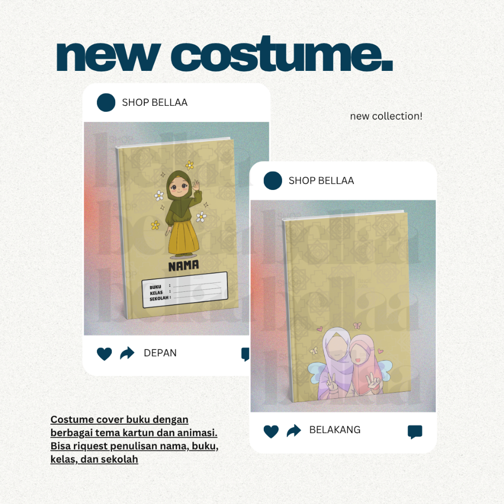 

COSTUME COVER BUKU LUCU & UNIK UNTUK ANAK - PAUD, SD, SMP, SMA (bagian 4 #1)