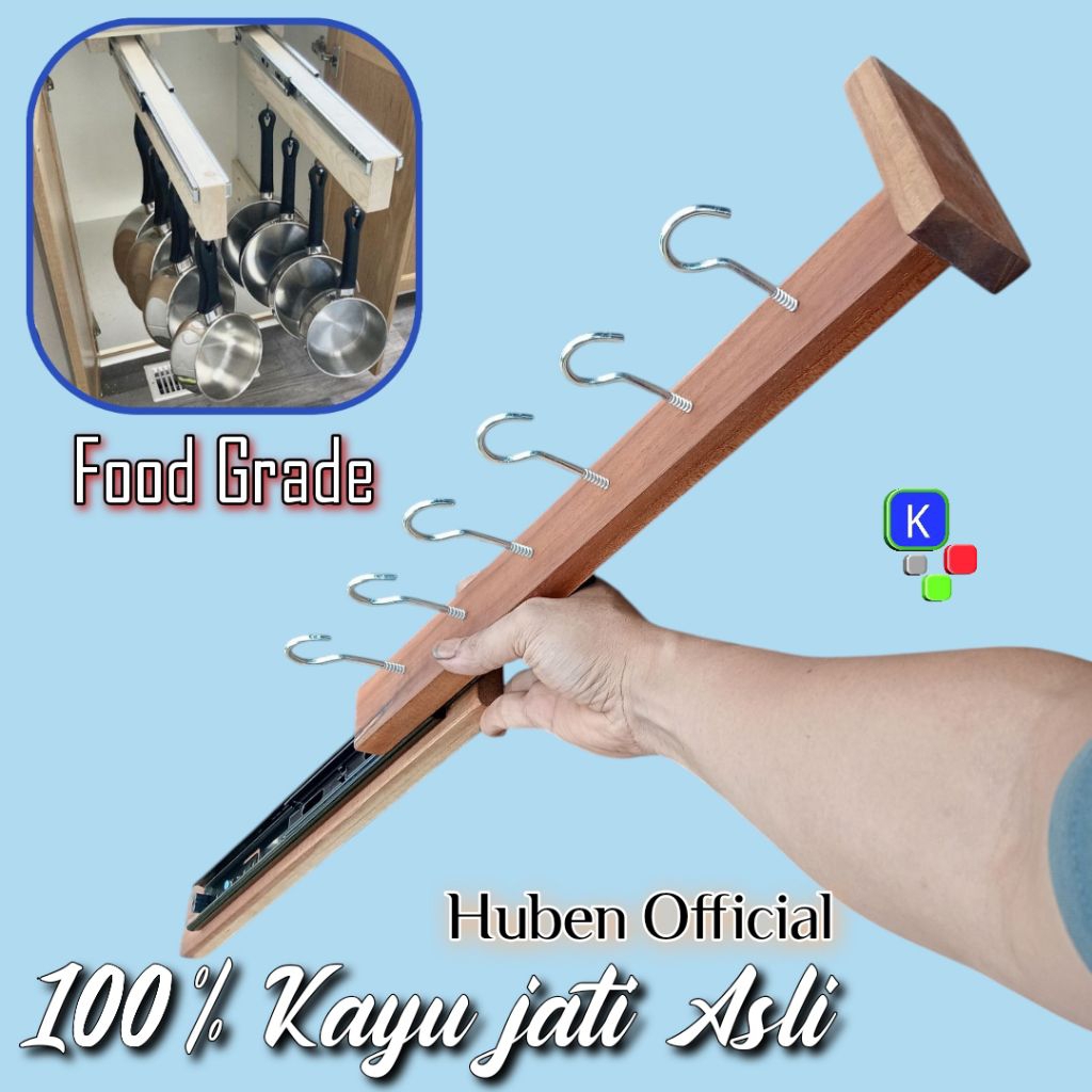 Gantungan Panci Tarik Dorong Bawah Kitchen Set - Rak Panci teflon Bawah dapur Kabinet Premium