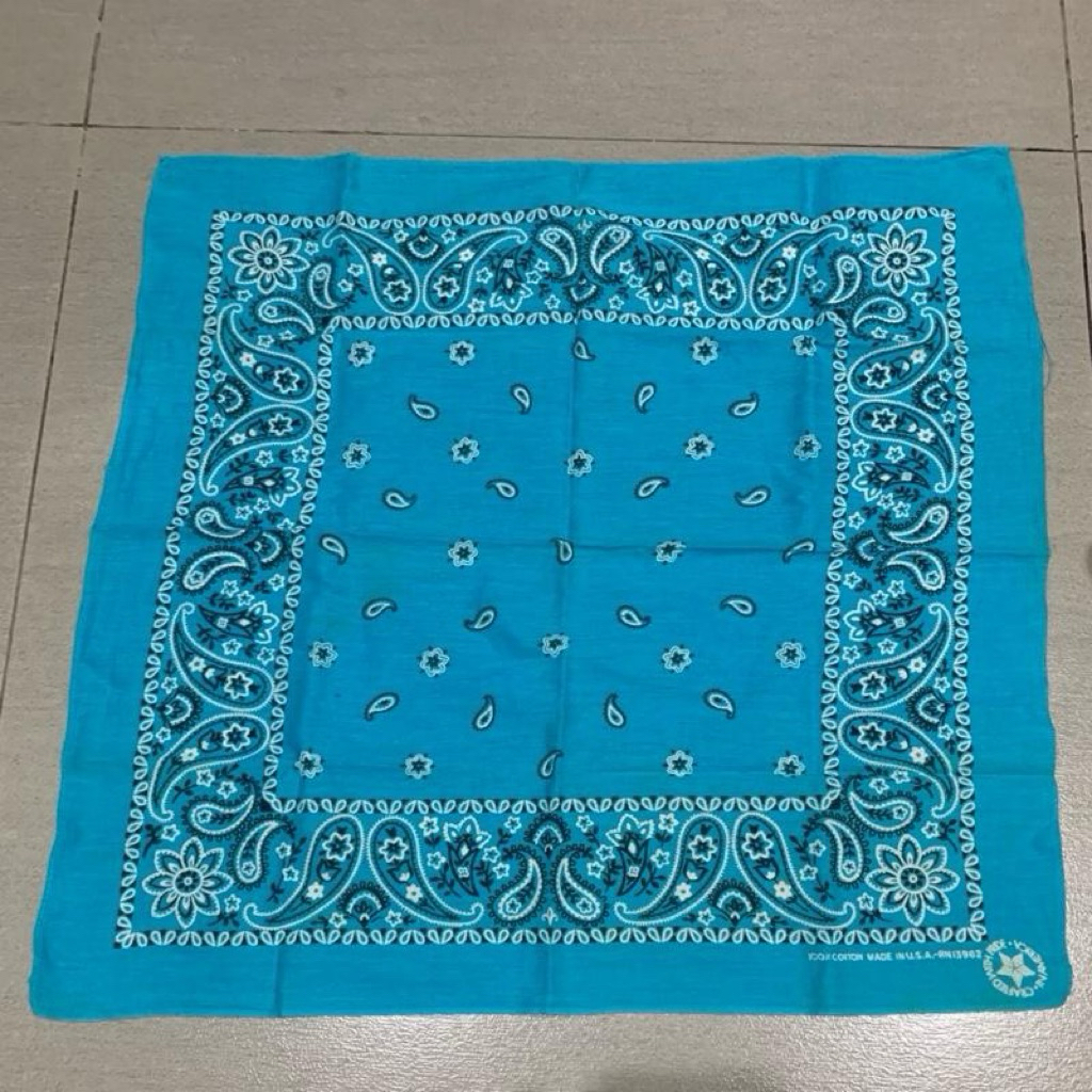 Bandana Paisley Blue Ocean Color Wamcraft Made in USA Classic Pattern Vintage Soft Cotton 100%