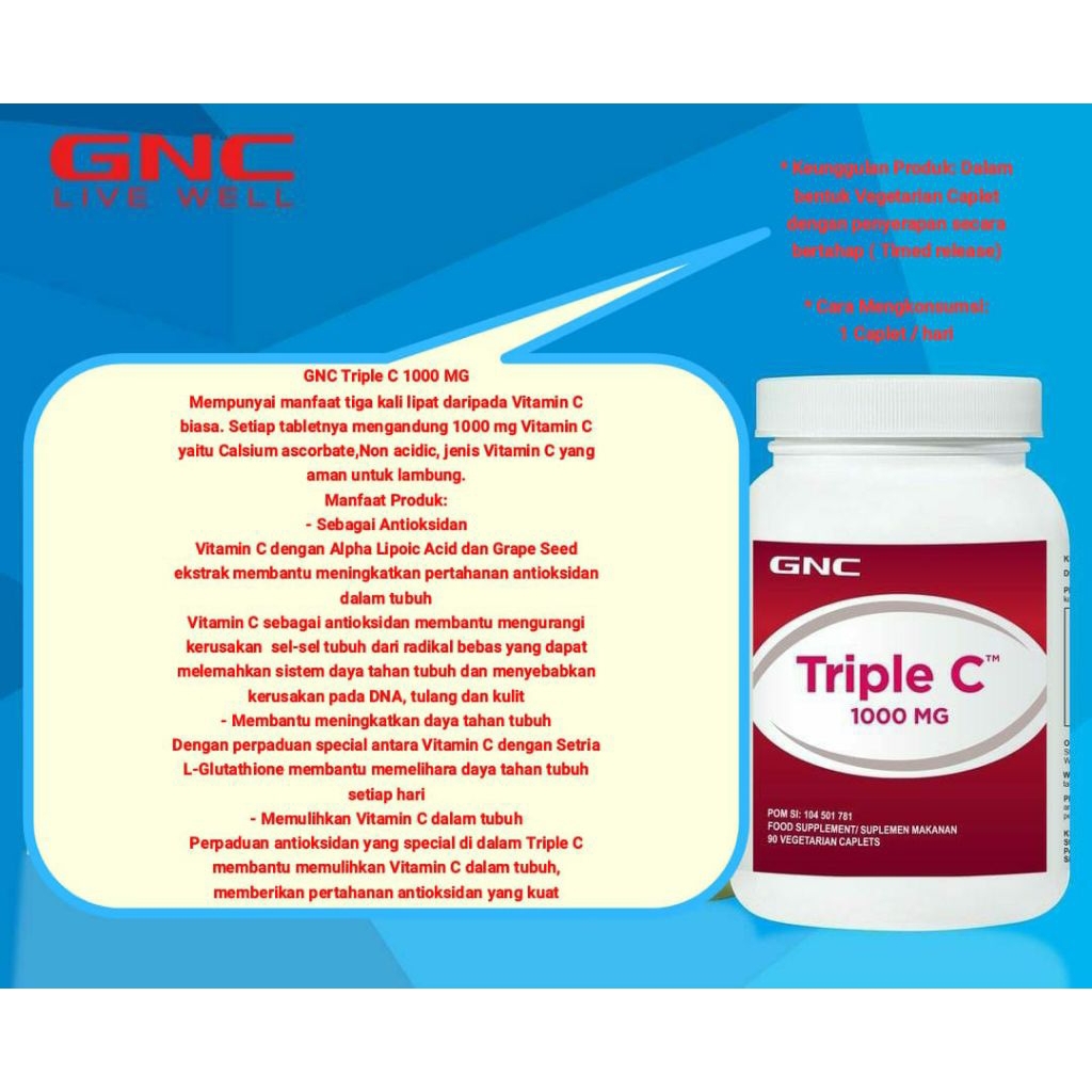 GNC TRIPLE C  1000 ORIGINAL ISI 90