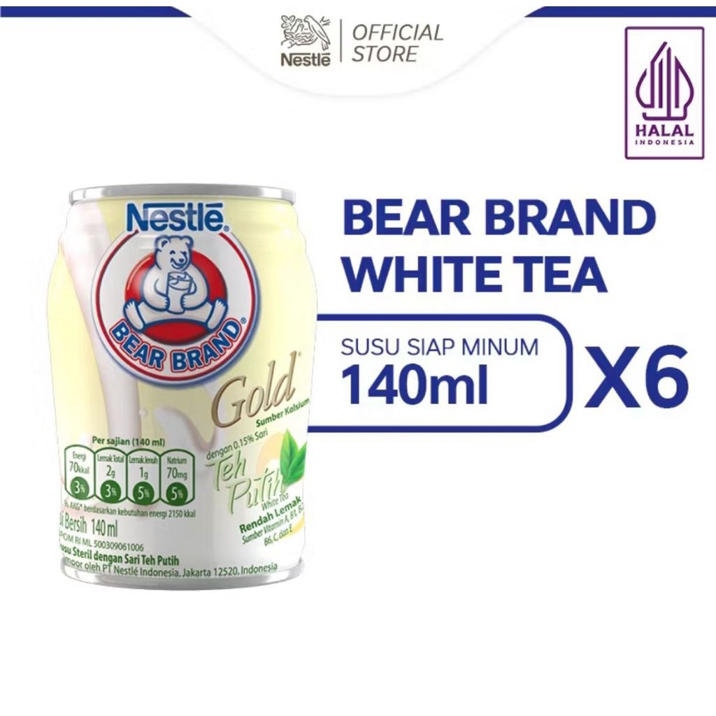 

BEAR BRAND SUSU KALENG WHITE TEA SUSU STERIL 2x140 mL
