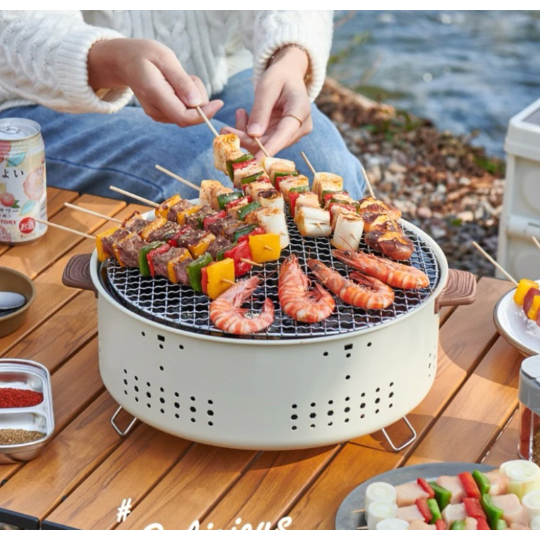 KOMPOR Arang BBQ/ GRILL PAN MULTIFUNGSI / Alat Pemanggang / Tempat Pemanggang BBQ Grill Pan BULAT