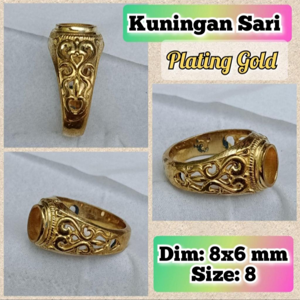 ring emban batu akik dan permata kuningan.15