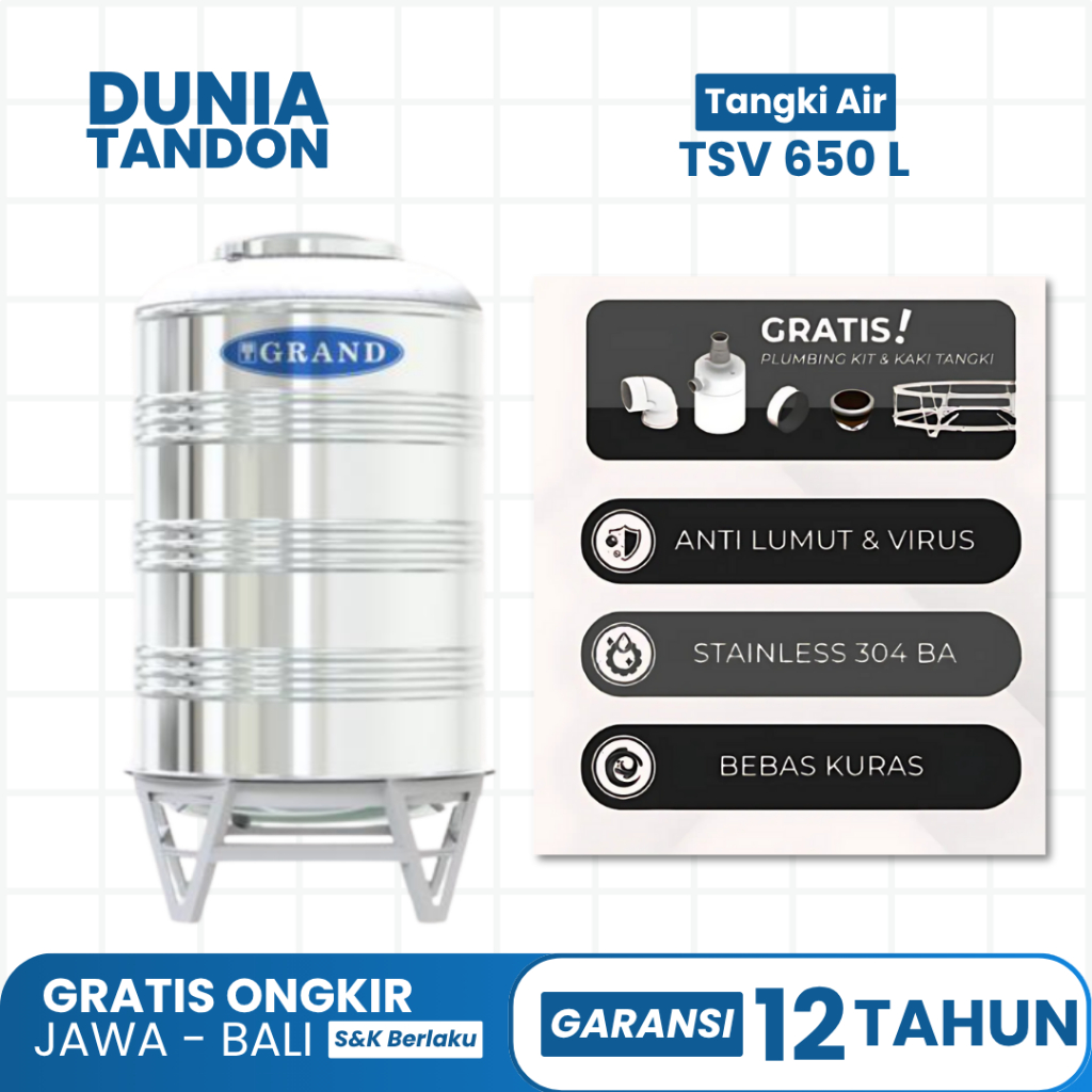 Tandon Air Stainless Grand Vertikal 650 Liter TSV 1000 / Tandon Air Stainless