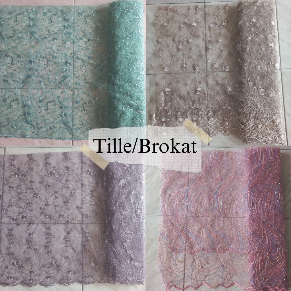 brokat kain tille mutiara tille akar kain kebaya