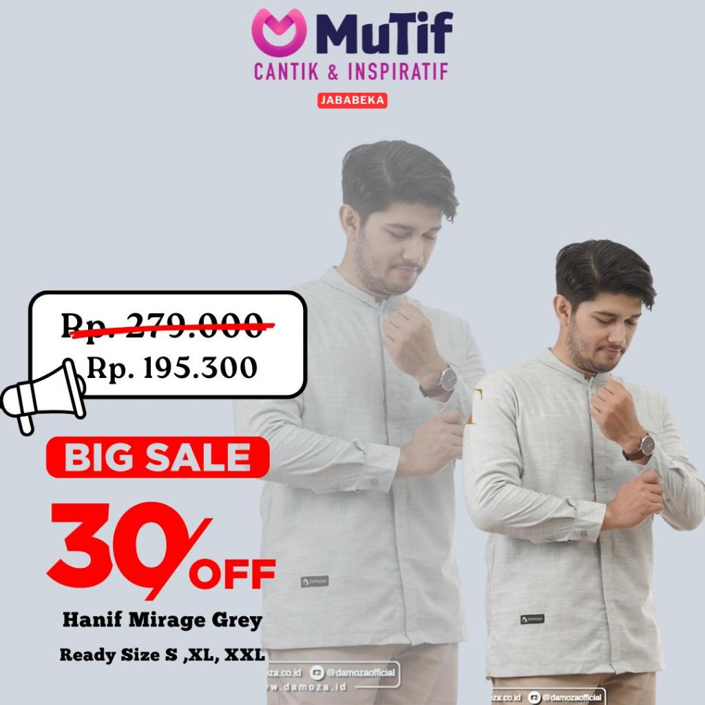 Damoza - Baju Koko Dewasa Hanif Mirrage Grey Menswear Fashion Muslim Pria