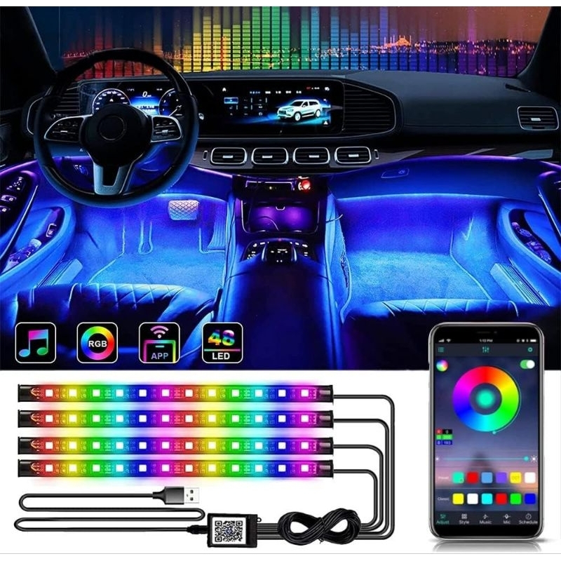 Lampu Variasi Kolong Mobil LED Strip Flexible RGB Light 36 LED USB APP Control / Lampu Kolong Mobil