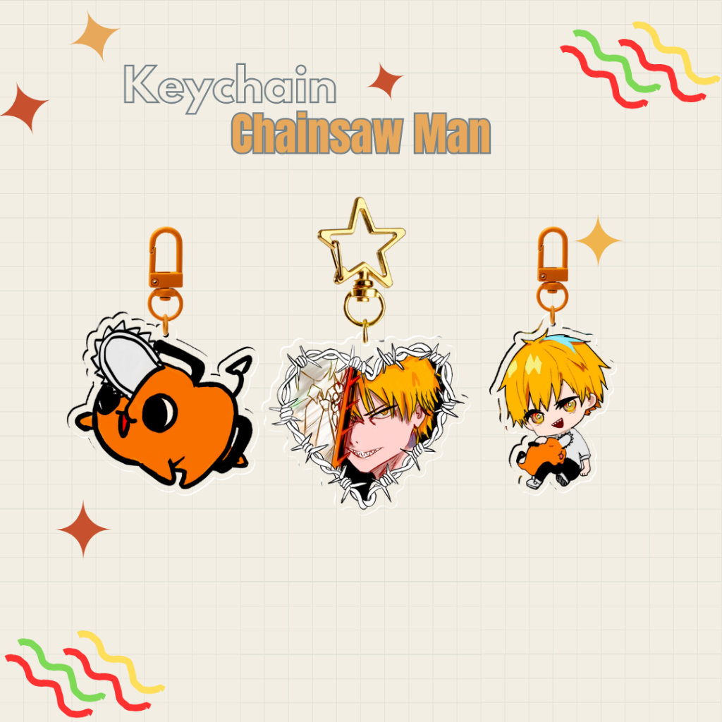Chainsaw Man Keychain | Gantungan Kunci Akrilik Anime Chainsaw Man